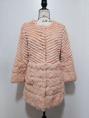 NewReal Rex Rabbit Lapin Fur Jacket Blazer Beige Pink Blush Peach Apricot NoFox